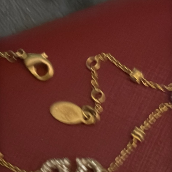 Preloved Valentino VLogo signature metal n Swarovski crystal bracelet size 7” - Picture 5 of 6